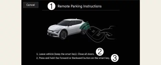 Kia EV6 Remote Parking instructions display