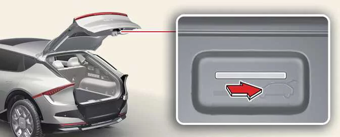 Kia EV6 emergency liftgate safety release inside luggage compartment