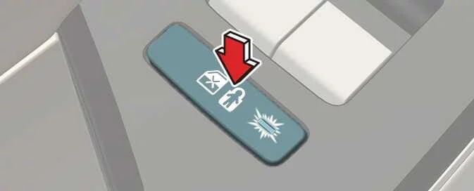 Electronic child safety lock activation button inside the Kia EV6