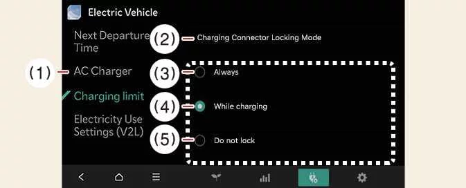 Kia EV6 charging connector locking mode settings