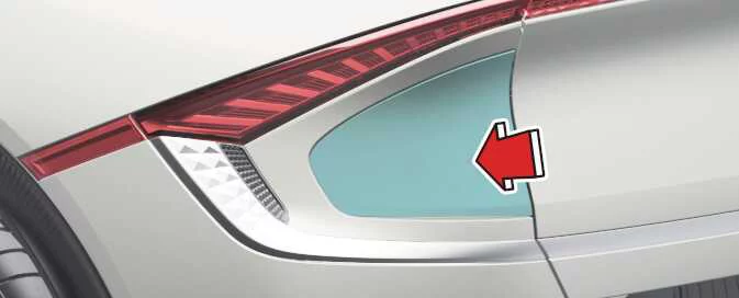 Kia EV6 charging door closing button and charging inlet compartment