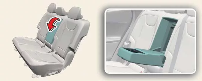 Kia EV6 rear center armrest with integrated cup holder and storage compartment
