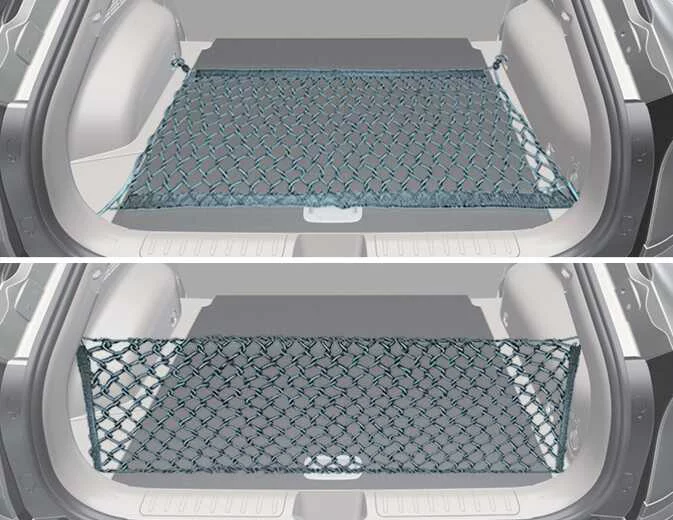 Kia EV6 rear cargo luggage net holder and storage securing hooks
