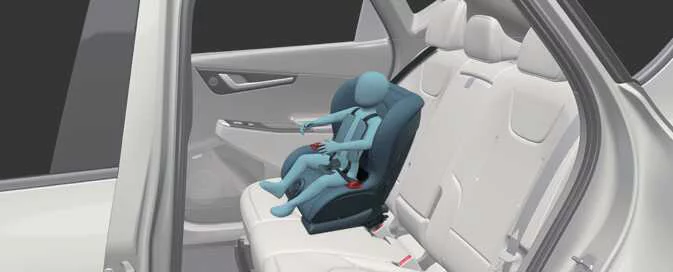 Forward-facing child restraint seat installed in a Kia EV6