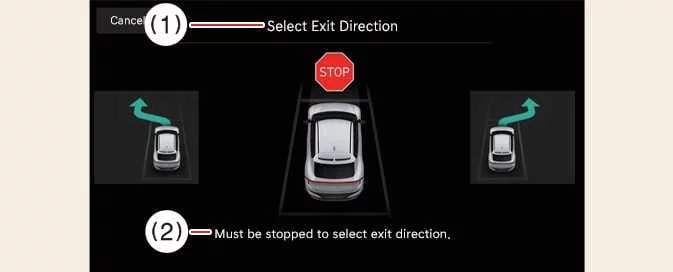 Kia EV6 Smart Exit direction selection screen