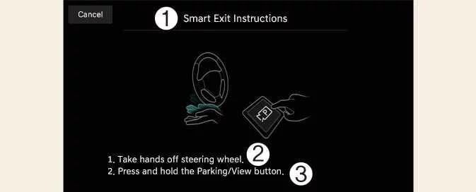Kia EV6 Smart Exit operation instructions on infotainment display