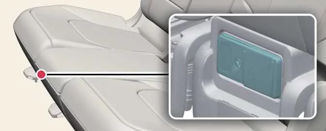 Kia EV6 interior V2L power outlet under rear seats