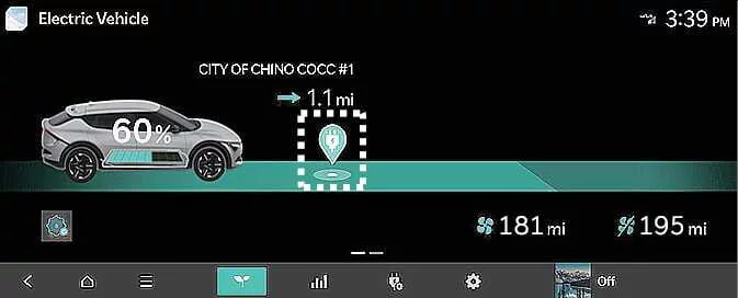 Kia EV6 nearby charging stations navigation screen