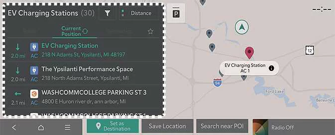 Kia EV6 charging station route search and navigation information