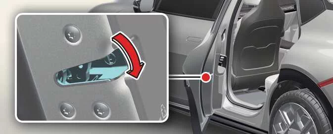 Emergency manual locking procedure for the Kia EV6 doors