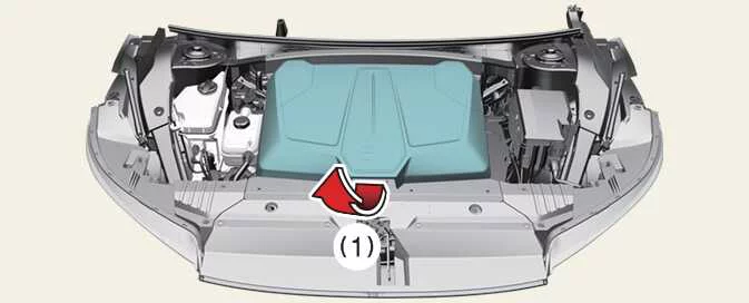 Kia EV6 front trunk opening lever and storage compartment access