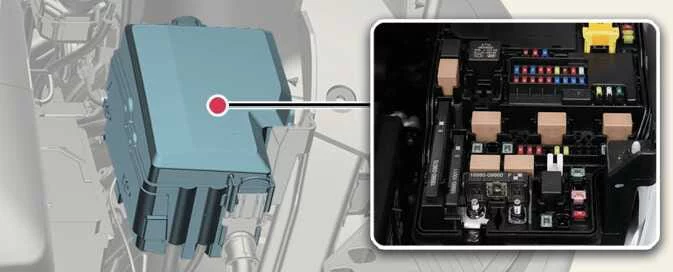 Kia EV6 motor compartment fuse panel cover removal procedure