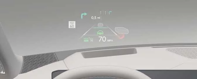 Kia EV6 Head-Up Display HUD projection system and windshield information display