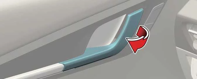 Interior front door handle and locking system of the Kia EV6