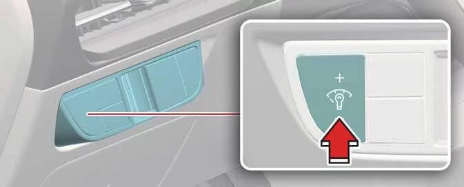 Kia EV6 instrument panel brightness adjustment and illumination control buttons