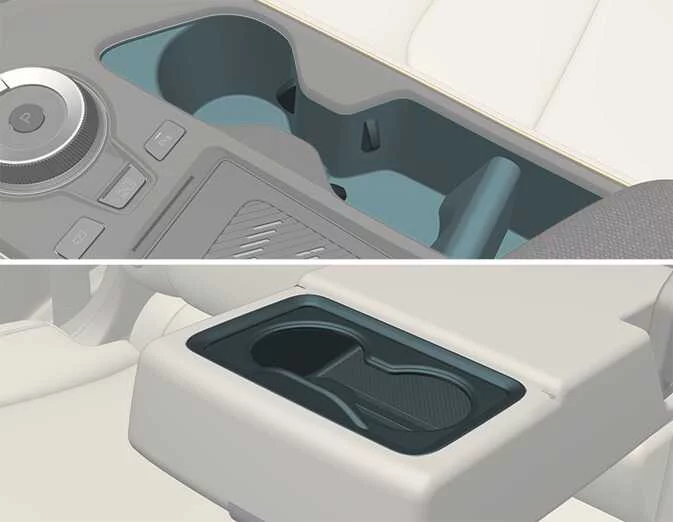 Kia EV6 center console cup holders and beverage storage area