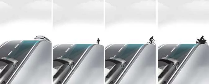 Kia EV6 uphill and downhill sensor detection limitation illustration
