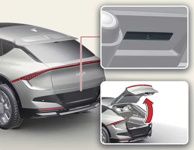 Kia EV6 rear liftgate opening handle and cargo access area