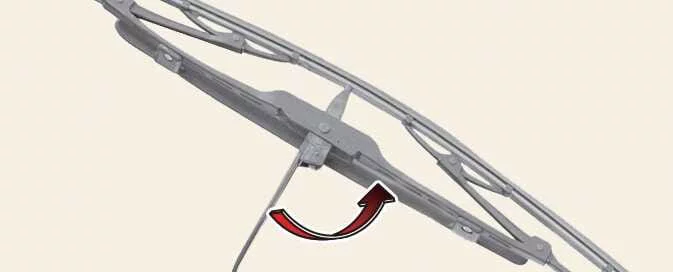 Kia EV6 front windshield wiper blade locking clip access procedure