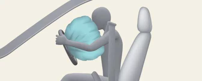 Fully deployed driver airbag system in Kia EV6