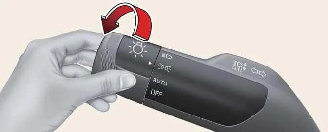 Kia EV6 position lamp and taillamp lighting control lever operation