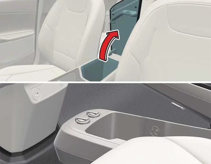 Kia EV6 center console storage compartment and armrest