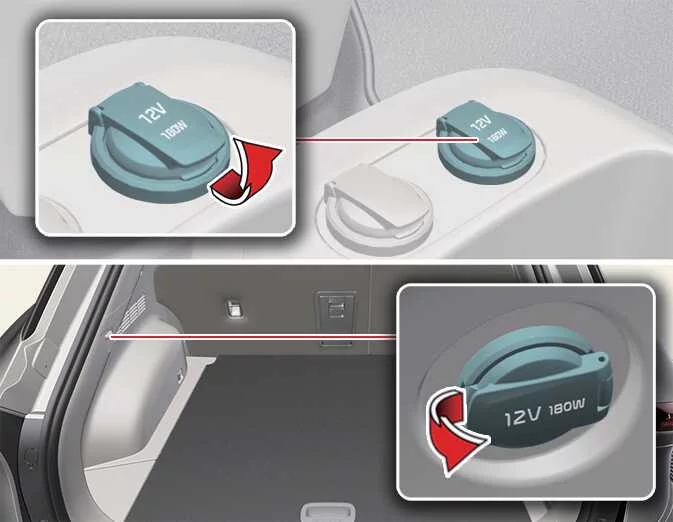 Kia EV6 12-volt power outlet and charging socket
