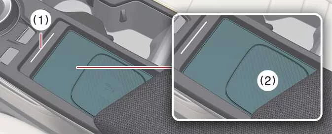 Kia EV6 wireless smartphone charging pad and indicator light