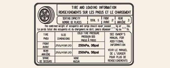 Kia EV6 tire and loading information label located on driver side door sill