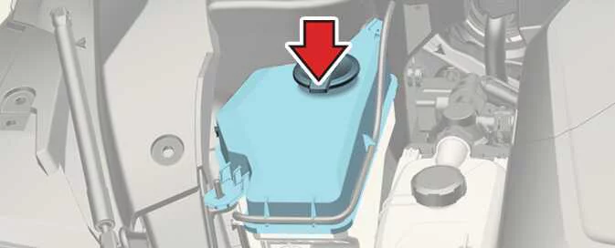 Kia EV6 windshield washer fluid reservoir level inspection