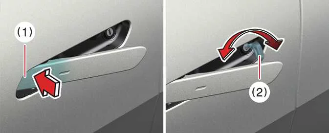 Using the mechanical emergency key on the Kia EV6 exterior door handle