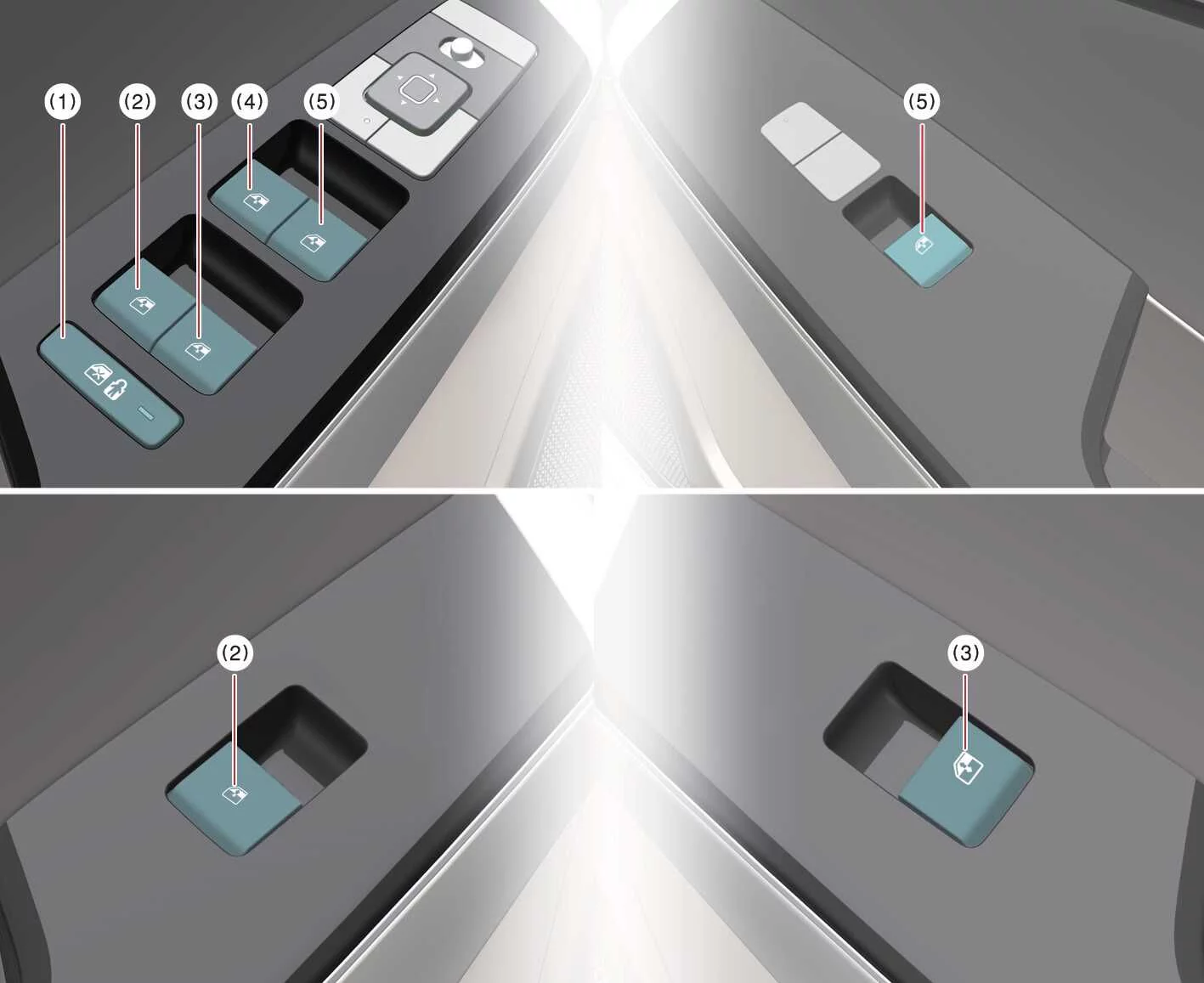 Kia EV6 power window controls and switch layout
