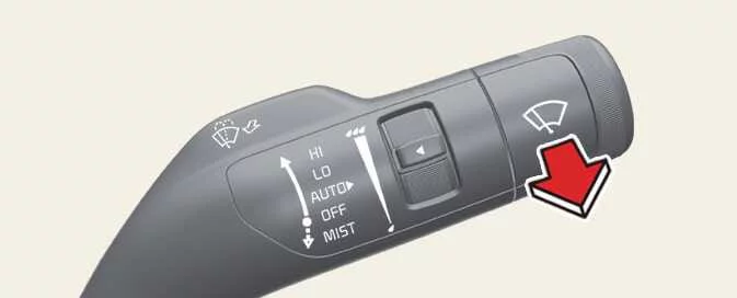 Kia EV6 windshield washer operation and wiper lever activation controls