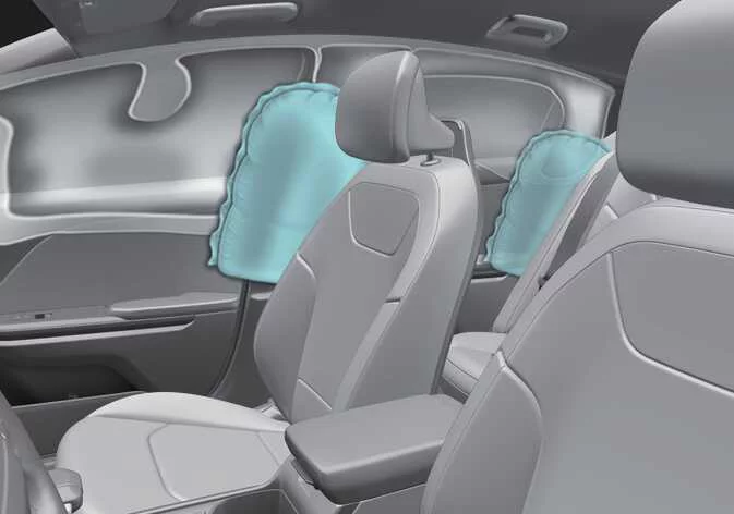 Diagram showing the location of the side airbag in the 2nd-row seat of the Kia K4