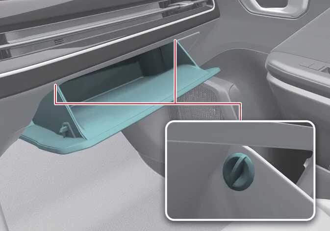 Removing the glove box stoppers to access the Kia K4 climate control air filter