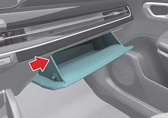Detaching the support strap inside the Kia K4 glove box