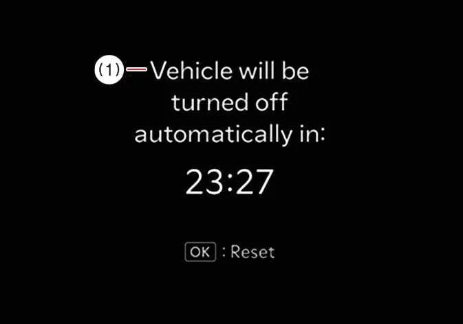 Instrument cluster display of the Kia K4 showing the Auto Shut-off countdown timer