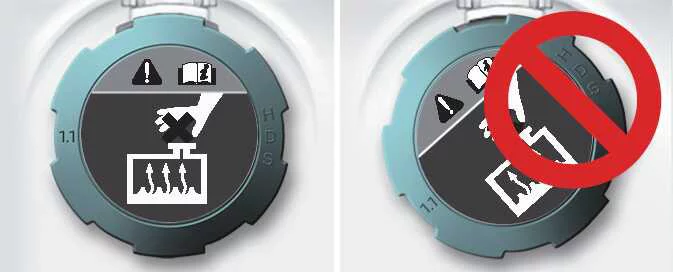 Visual guide for aligning the Kia K4 coolant cap label