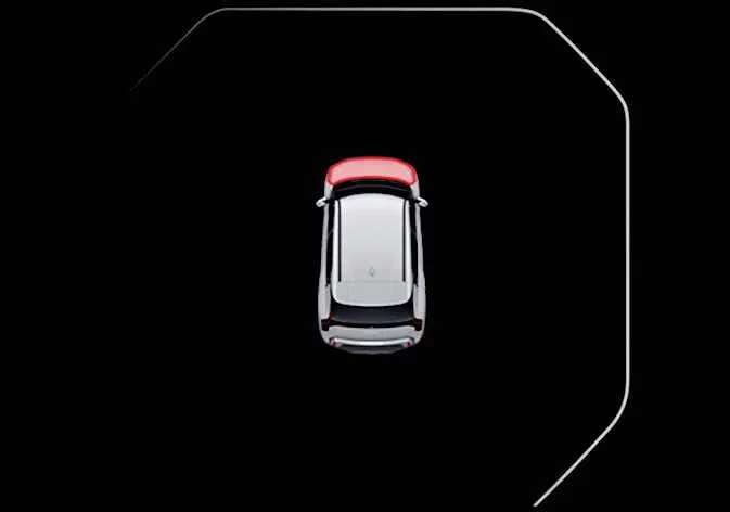 Digital instrument cluster LCD display screen on a Kia K4 showing the active hood open warning message and chassis graphic indicator