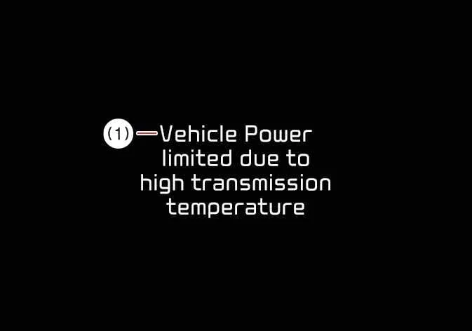Kia K4 instrument cluster message indicating limited power due to high transmission temperature