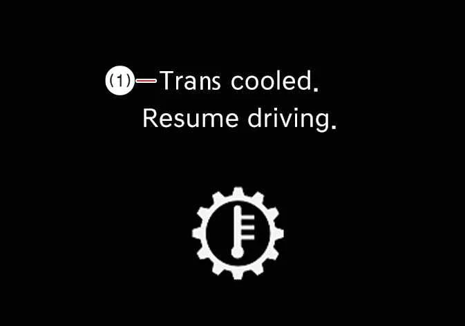 Kia K4 instrument cluster message indicating transmission has cooled and driving can resume