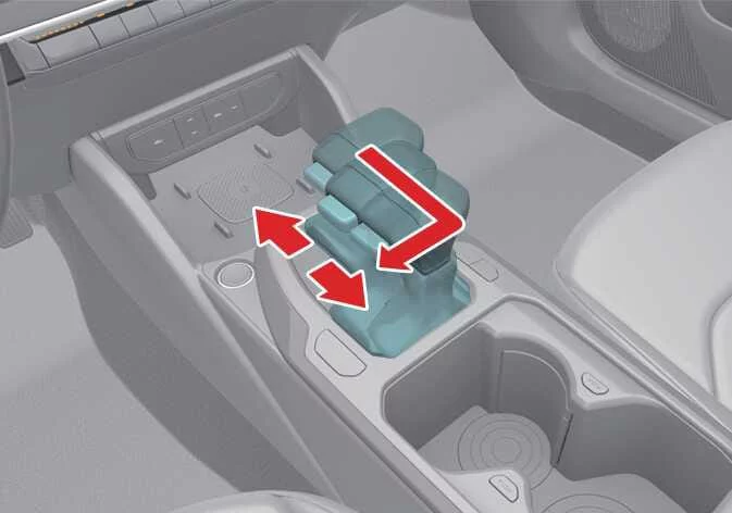 Gear shift selector showing the manual mode gate in the Kia K4