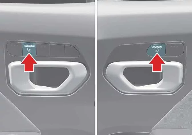 Air ventilation seat control buttons located on the Kia K4 center console