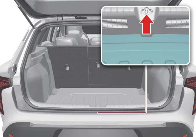 Cargo cover mechanism inside the Kia K4 cargo area