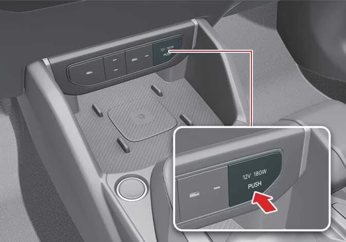 Front interior power outlet location in the Kia K4