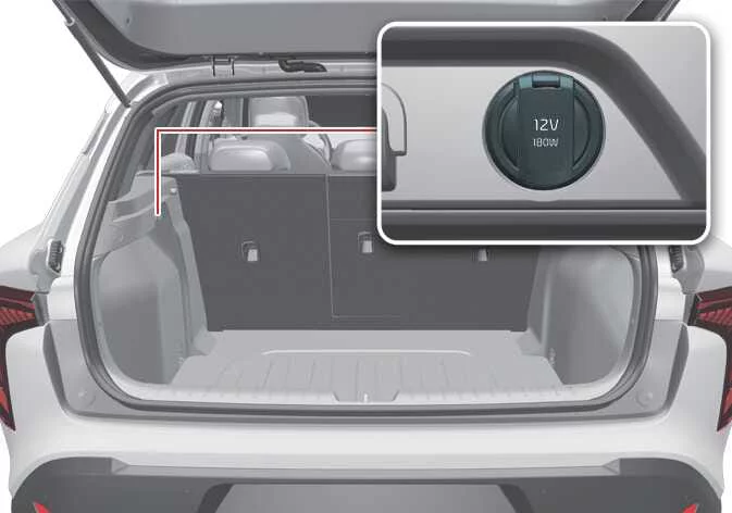 Cargo area power outlet in the Kia K4 5-door hatchback