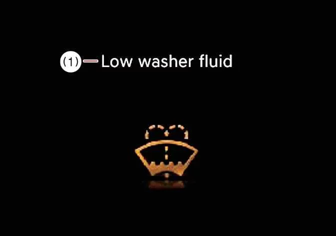 Kia K4 dashboard alert indicating that the windshield washer fluid reservoir is low