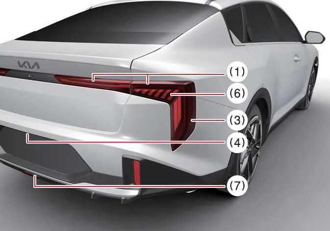 Rear combination lamp positioning for Kia K4 4-Door Type B
