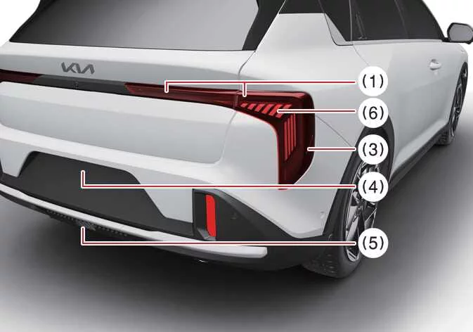 Rear combination lamp positioning for Kia K4 5-Door Type B