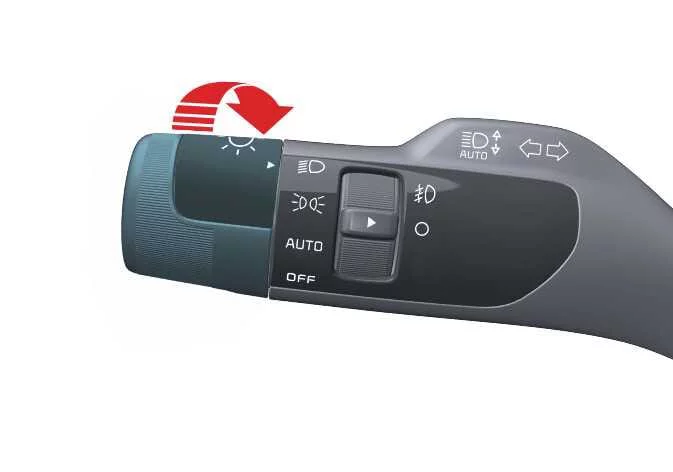 Kia K4 light switch indicator highlighting the Low Beam headlight setting